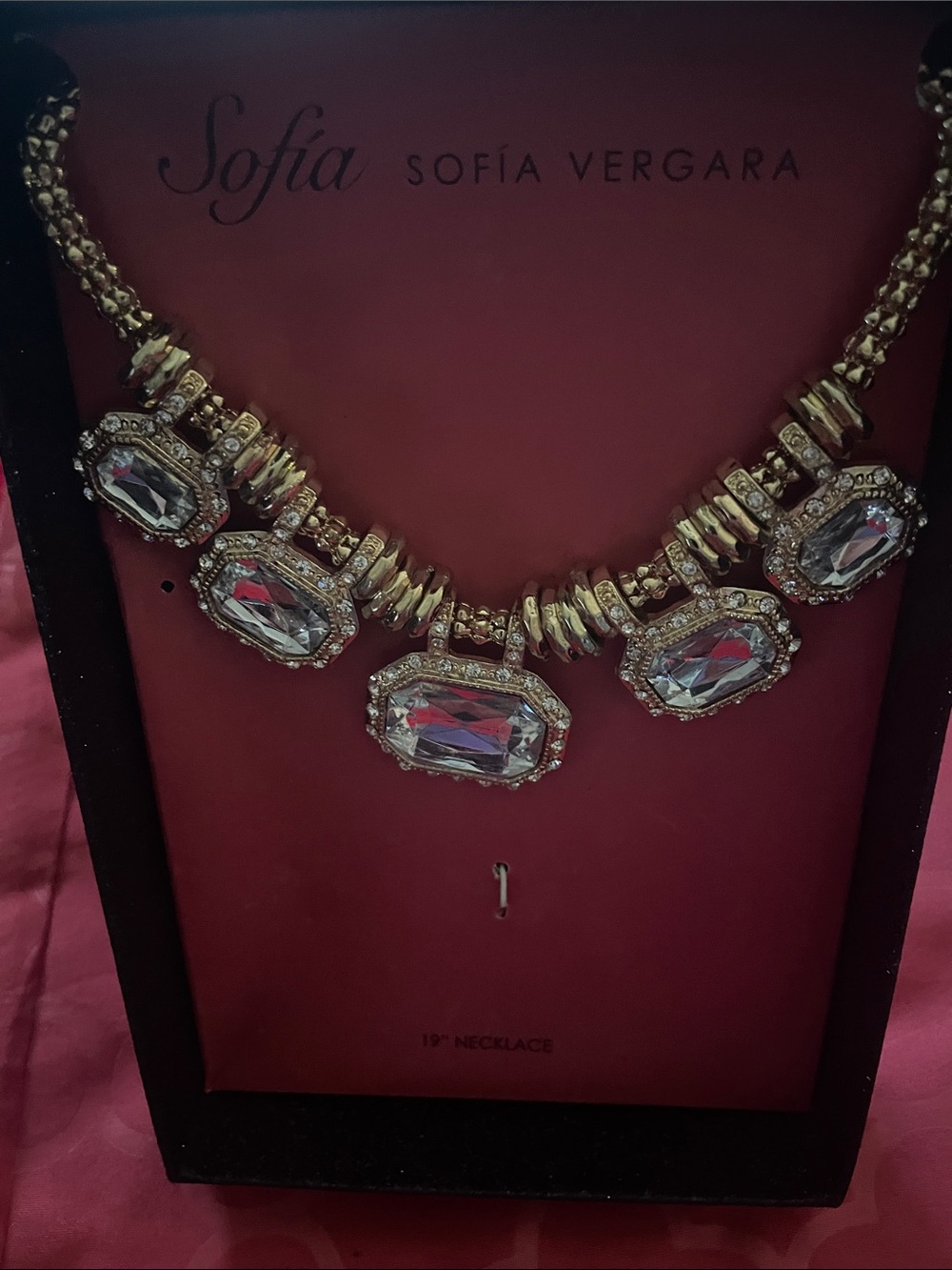 sofia by sofia vergara Gold and Clear Crystal Bib Necklace